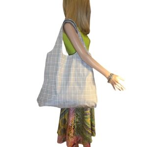 COS Multicolor Checked Shopper Tote Bag Plaid Minimalist Slouchy EUC